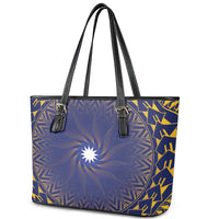 Nauru Angam Day Leather Tote Bag Polynesian Tribal Pattern Unique Style LT05 - Polynesian Pride