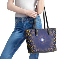 Nauru Angam Day Leather Tote Bag Polynesian Tribal Pattern Unique Style LT05 - Polynesian Pride
