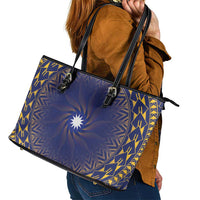 Nauru Angam Day Leather Tote Bag Polynesian Tribal Pattern Unique Style LT05 - Polynesian Pride