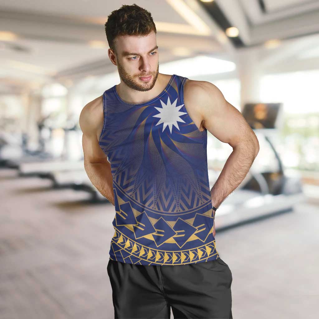 Nauru Angam Day Men Tank Top Polynesian Tribal Pattern Unique Style LT05 Blue - Polynesian Pride