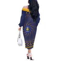 Nauru Angam Day Off The Shoulder Long Sleeve Dress Polynesian Tribal Pattern Unique Style LT05 - Polynesian Pride