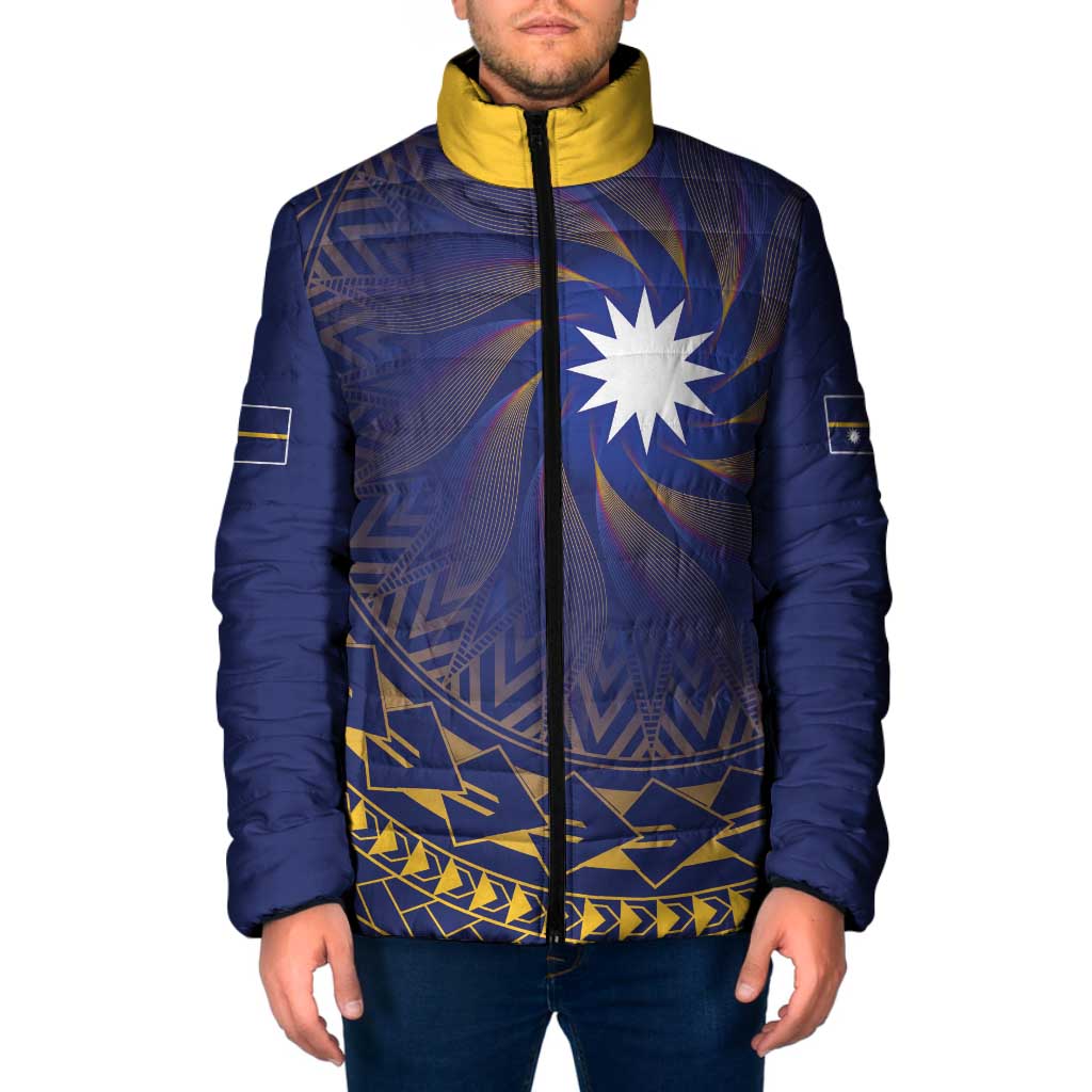 Nauru Angam Day Padded Jacket Polynesian Tribal Pattern Unique Style LT05 Men Blue - Polynesian Pride