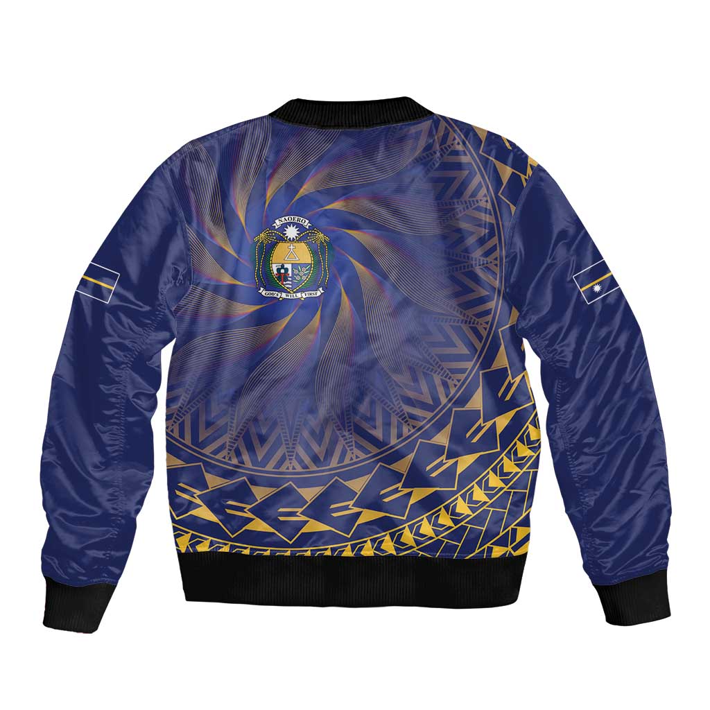 Nauru Angam Day Sleeve Zip Bomber Jacket Polynesian Tribal Pattern Unique Style LT05 - Polynesian Pride