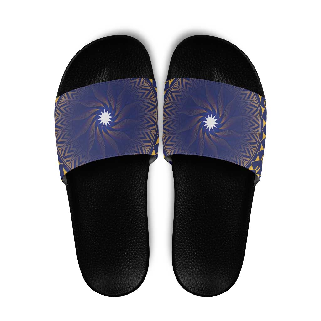 Nauru Angam Day Slide Sandals Polynesian Tribal Pattern Unique Style LT05 Blue - Polynesian Pride