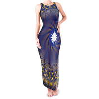 Nauru Angam Day Tank Maxi Dress Polynesian Tribal Pattern Unique Style LT05 Women Blue - Polynesian Pride