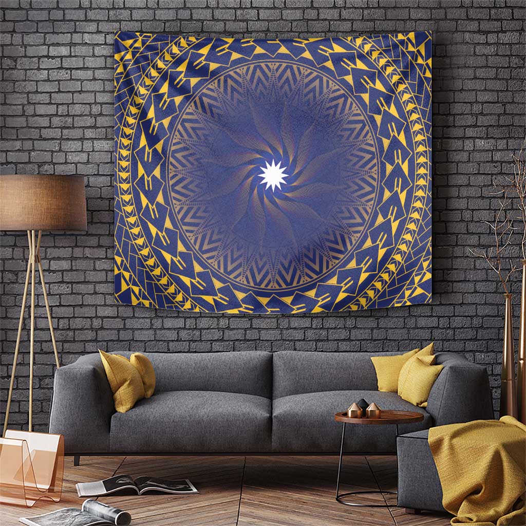 Nauru Angam Day Tapestry Polynesian Tribal Pattern Unique Style LT05 Blue - Polynesian Pride