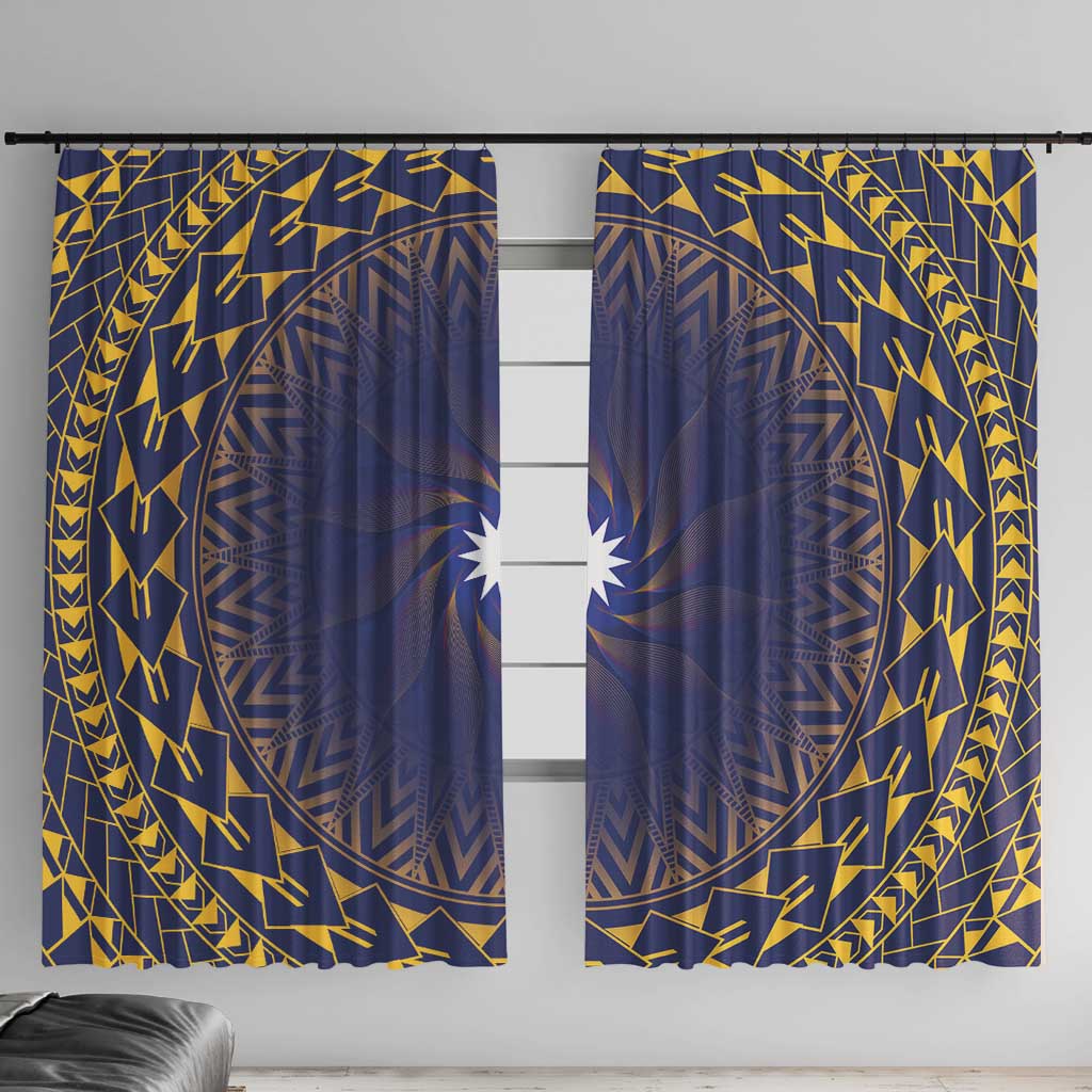 Nauru Angam Day Window Curtain Polynesian Tribal Pattern Unique Style LT05 With Hooks Blue - Polynesian Pride