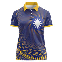 Nauru Angam Day Women Polo Shirt Polynesian Tribal Pattern Unique Style LT05 Female Blue - Polynesian Pride