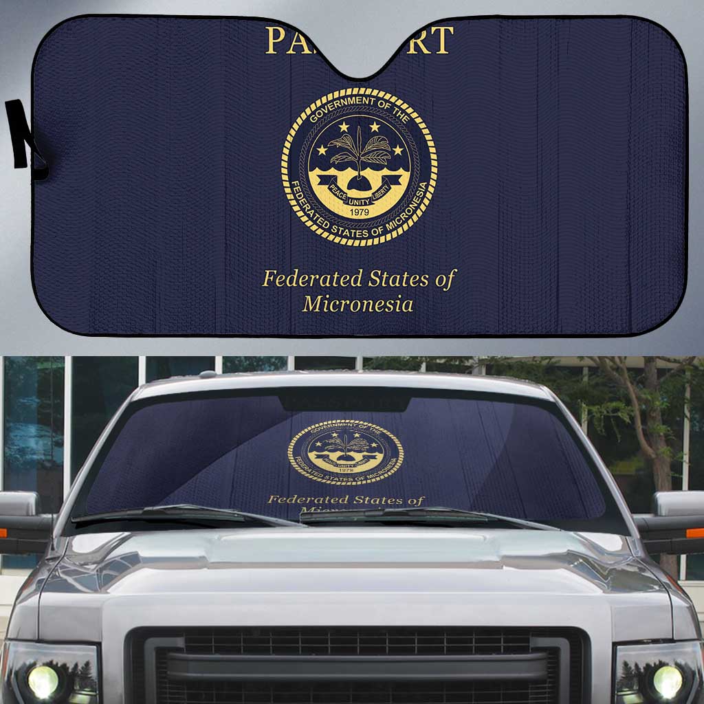 Federated States Of Micronesia Auto Sun Shade FSM Passport LT05 Navy - Polynesian Pride
