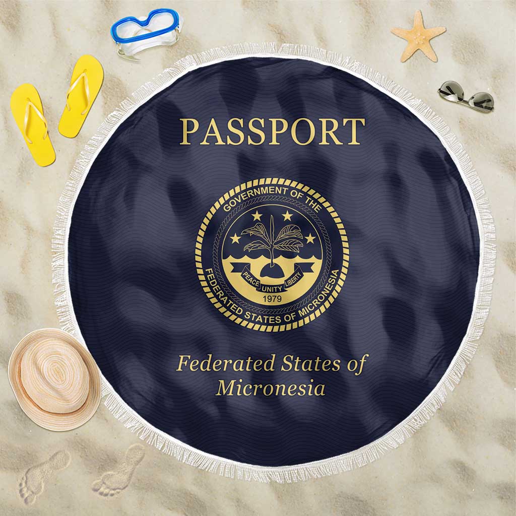 Federated States Of Micronesia Beach Blanket FSM Passport LT05 One Size 150cm Navy - Polynesian Pride