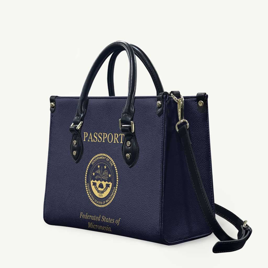 Federated States Of Micronesia Leather Bag FSM Passport LT05 Navy - Polynesian Pride