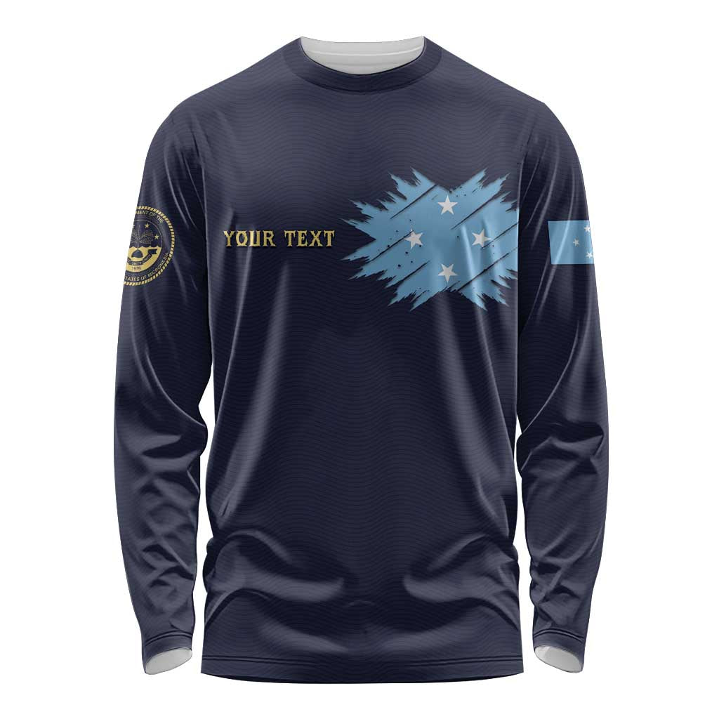 Personalised Federated States Of Micronesia Long Sleeve Shirt FSM Passport LT05 Unisex Navy - Polynesian Pride