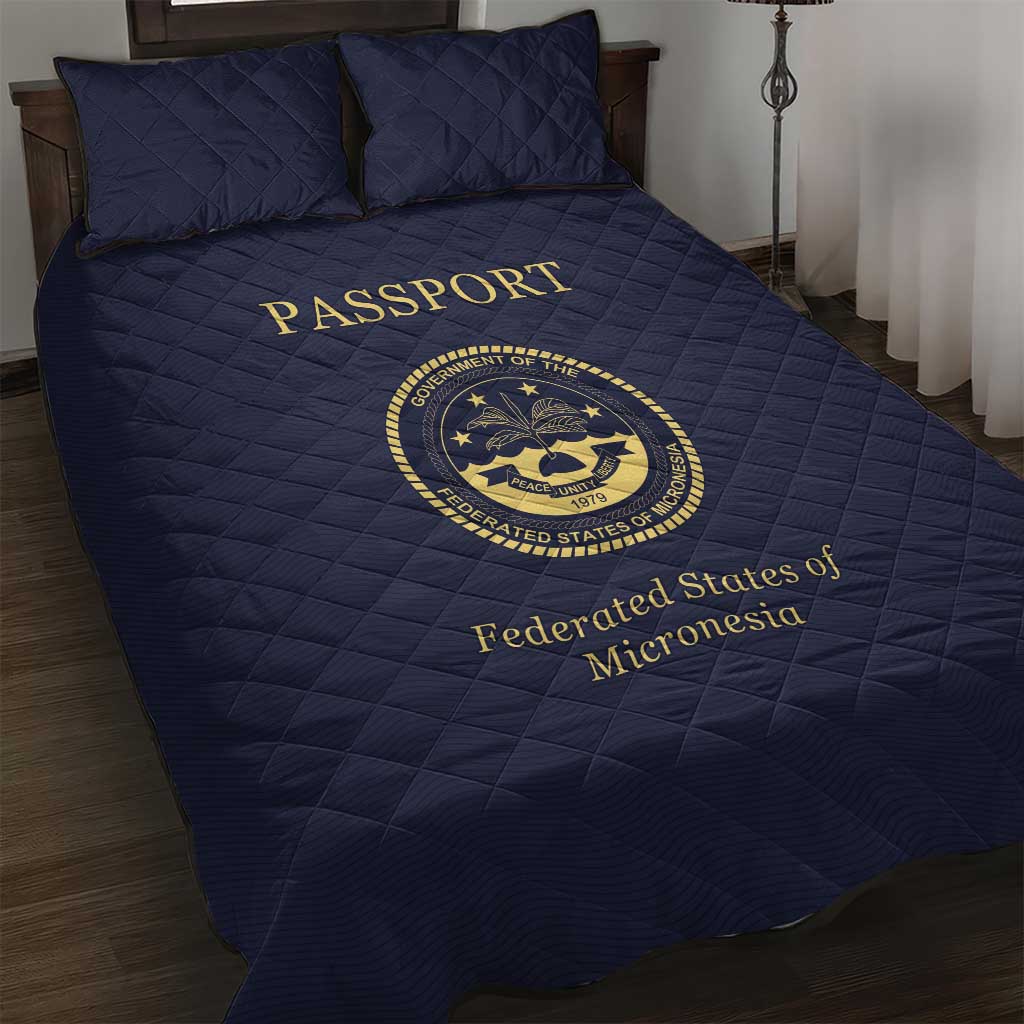 Federated States Of Micronesia Quilt Bed Set FSM Passport LT05 Navy - Polynesian Pride