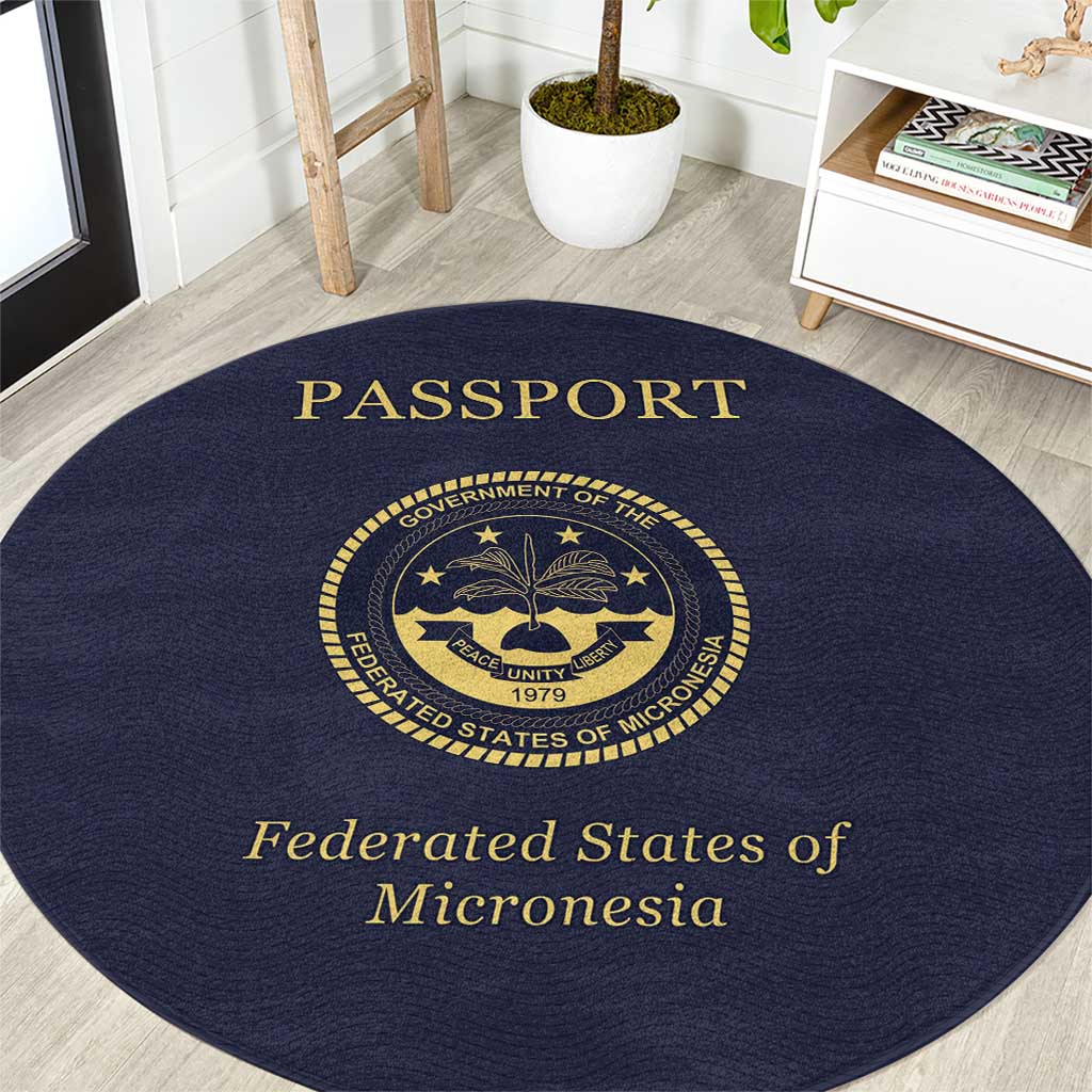 Federated States Of Micronesia Round Carpet FSM Passport LT05 Navy - Polynesian Pride