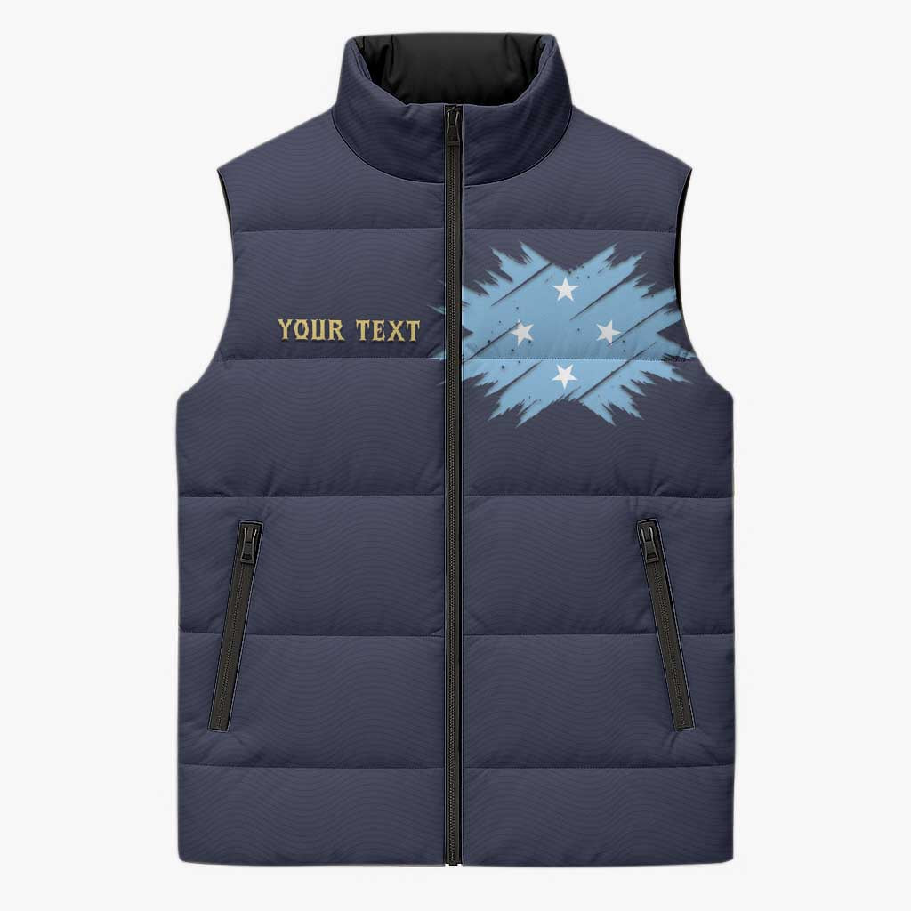 Personalised Federated States Of Micronesia Sleeveless Puffer Jacket FSM Passport LT05 Unisex Navy - Polynesian Pride
