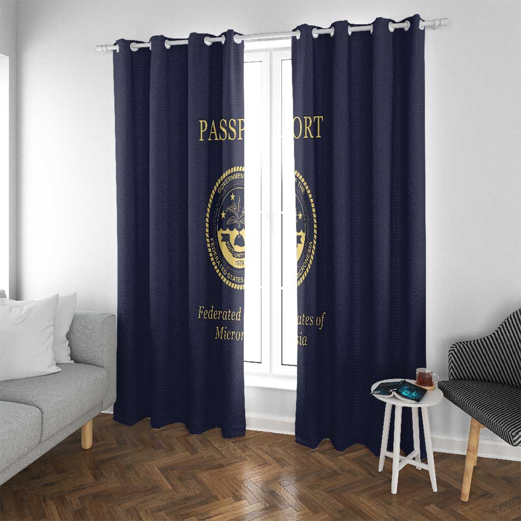 Federated States Of Micronesia Window Curtain FSM Passport LT05 With Grommets Navy - Polynesian Pride