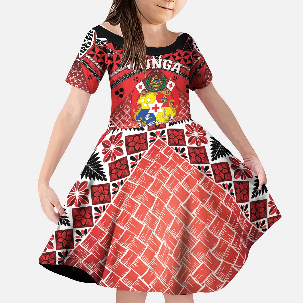 Personalised Tonga Constitution Day Kid Short Sleeve Dress 150 Years Jubilee LT05 KID Red - Polynesian Pride