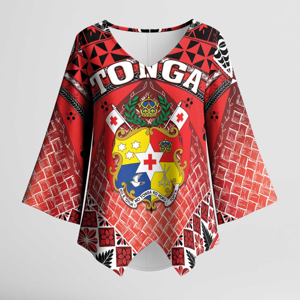 Personalised Tonga Constitution Day Kimono Sleeve Blouse 150 Years Jubilee LT05 Female Red - Polynesian Pride