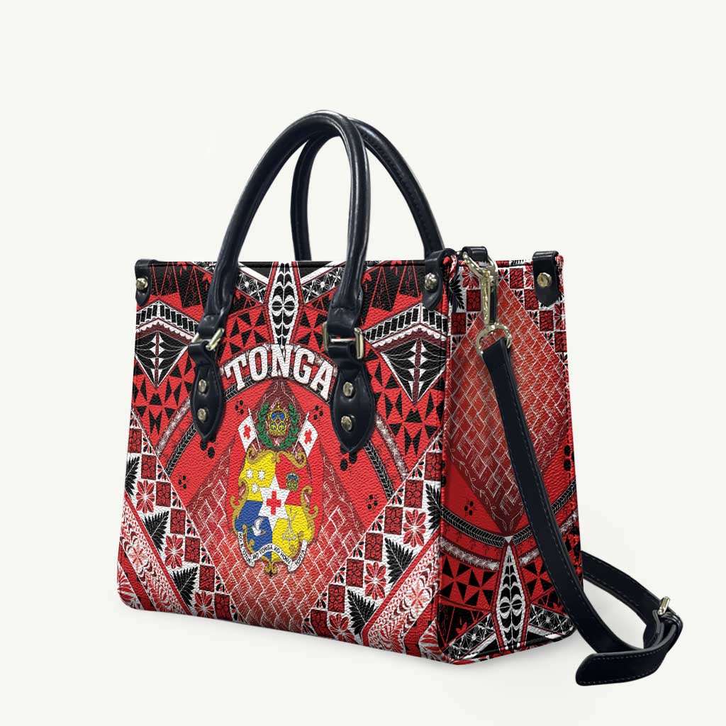 Tonga Constitution Day Leather Bag 150 Years Jubilee LT05 Red - Polynesian Pride