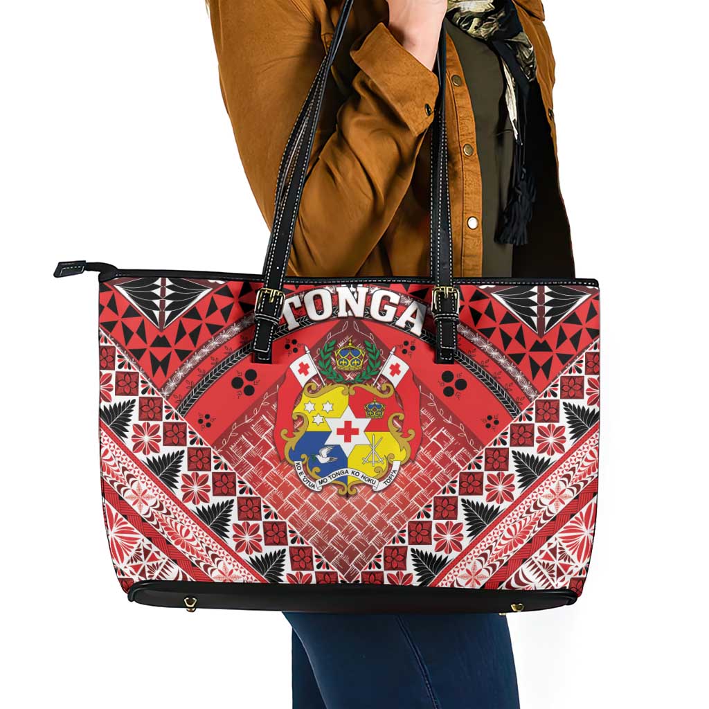 Tonga Constitution Day Leather Tote Bag 150 Years Jubilee LT05 - Polynesian Pride