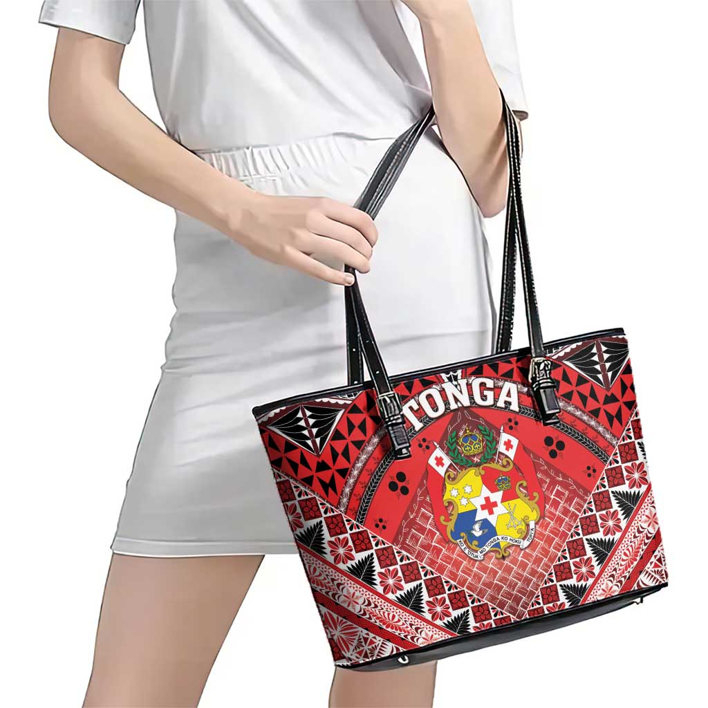 Tonga Constitution Day Leather Tote Bag 150 Years Jubilee LT05 - Polynesian Pride