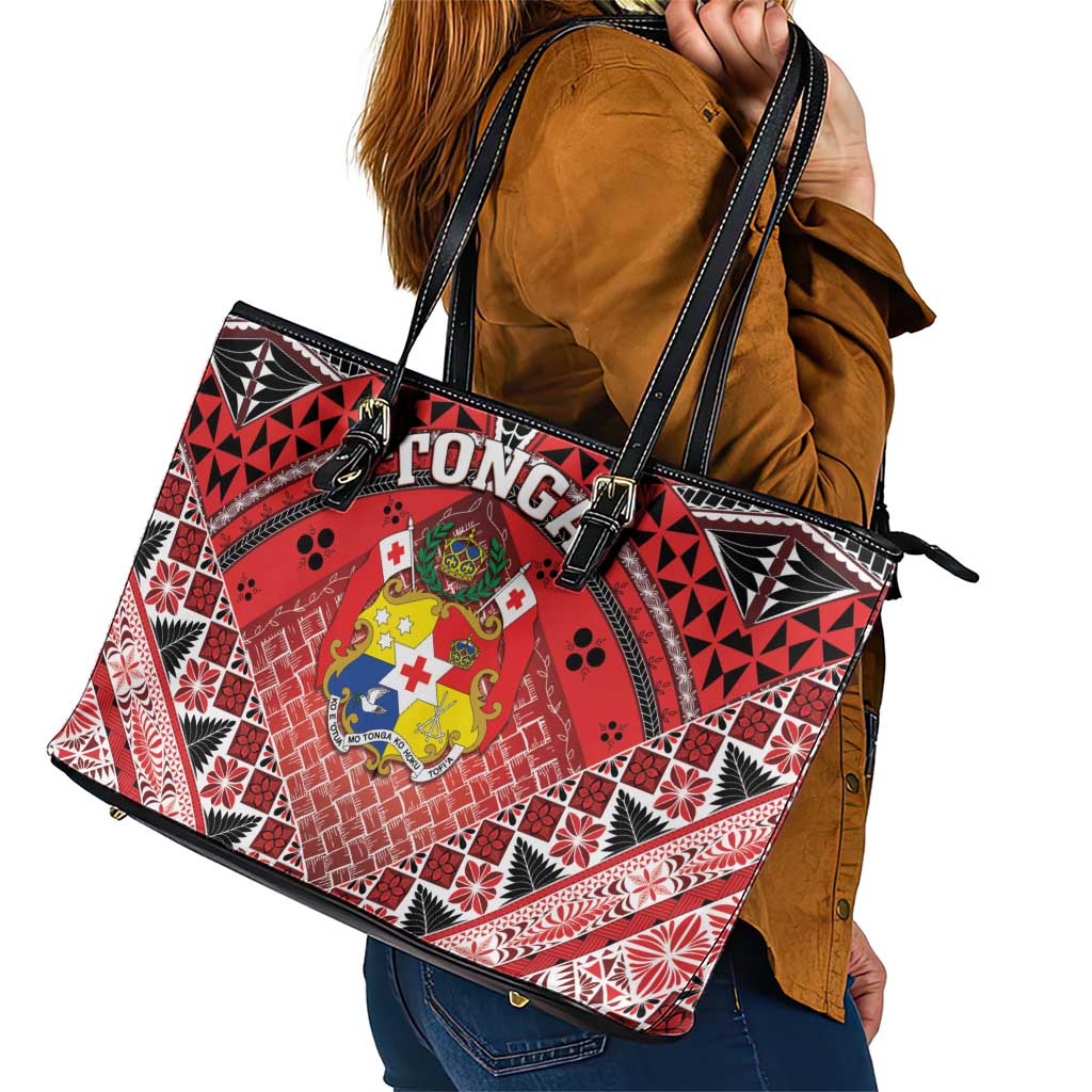 Tonga Constitution Day Leather Tote Bag 150 Years Jubilee LT05 - Polynesian Pride