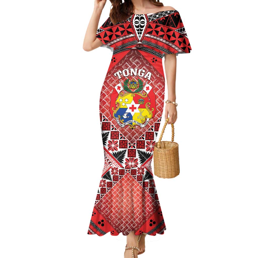 Personalised Tonga Constitution Day Mermaid Dress 150 Years Jubilee LT05 Women Red - Polynesian Pride