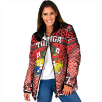 Personalised Tonga Constitution Day Padded Jacket 150 Years Jubilee LT05 Women Red - Polynesian Pride