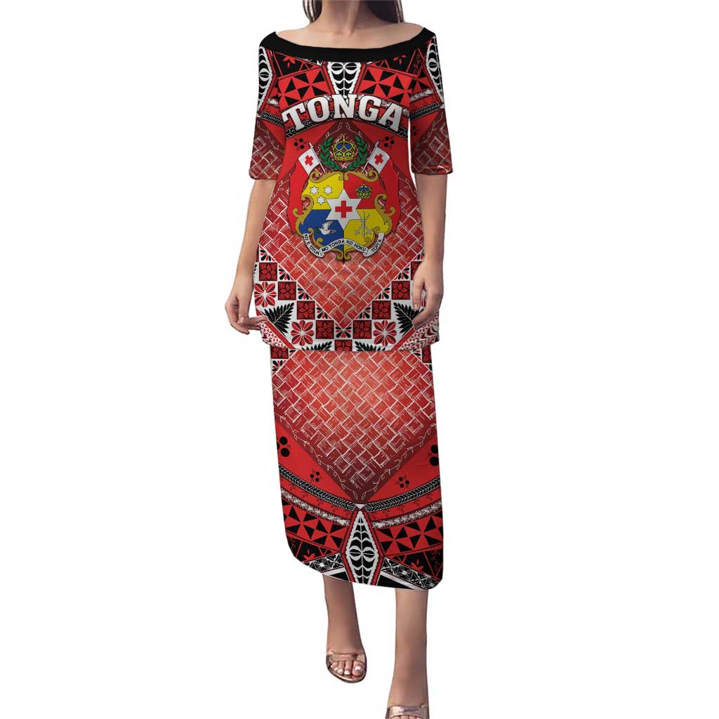 Personalised Tonga Constitution Day Puletasi 150 Years Jubilee LT05 Long Dress Red - Polynesian Pride