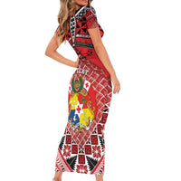Personalised Tonga Constitution Day Short Sleeve Bodycon Dress 150 Years Jubilee LT05 - Polynesian Pride