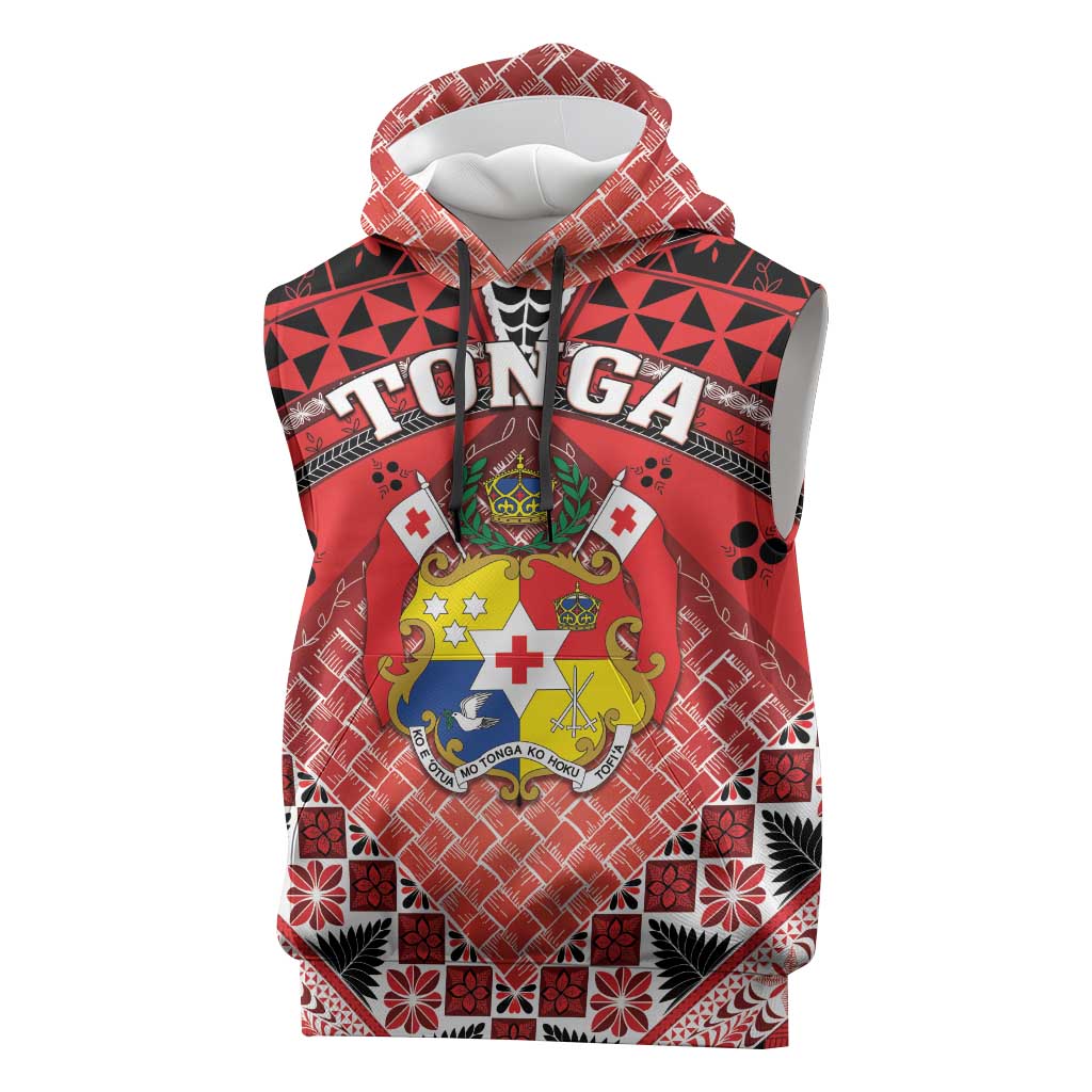 Personalised Tonga Constitution Day Sleeveless Hoodie 150 Years Jubilee LT05 Red - Polynesian Pride