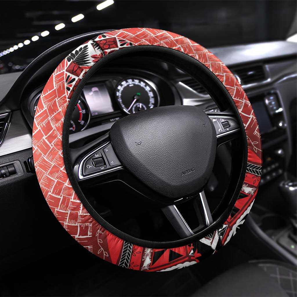 Tonga Constitution Day Steering Wheel Cover 150 Years Jubilee LT05 Universal Fit Red - Polynesian Pride