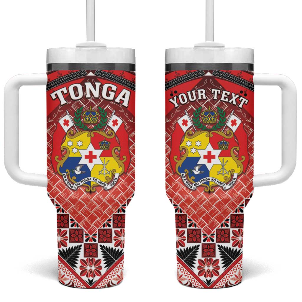 Personalised Tonga Constitution Day Tumbler With Handle 150 Years Jubilee LT05 One Size: 40 oz Red - Polynesian Pride