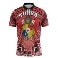 Personalised Tonga Constitution Day Zipper Polo Shirt 150 Years Jubilee LT05 Red - Polynesian Pride