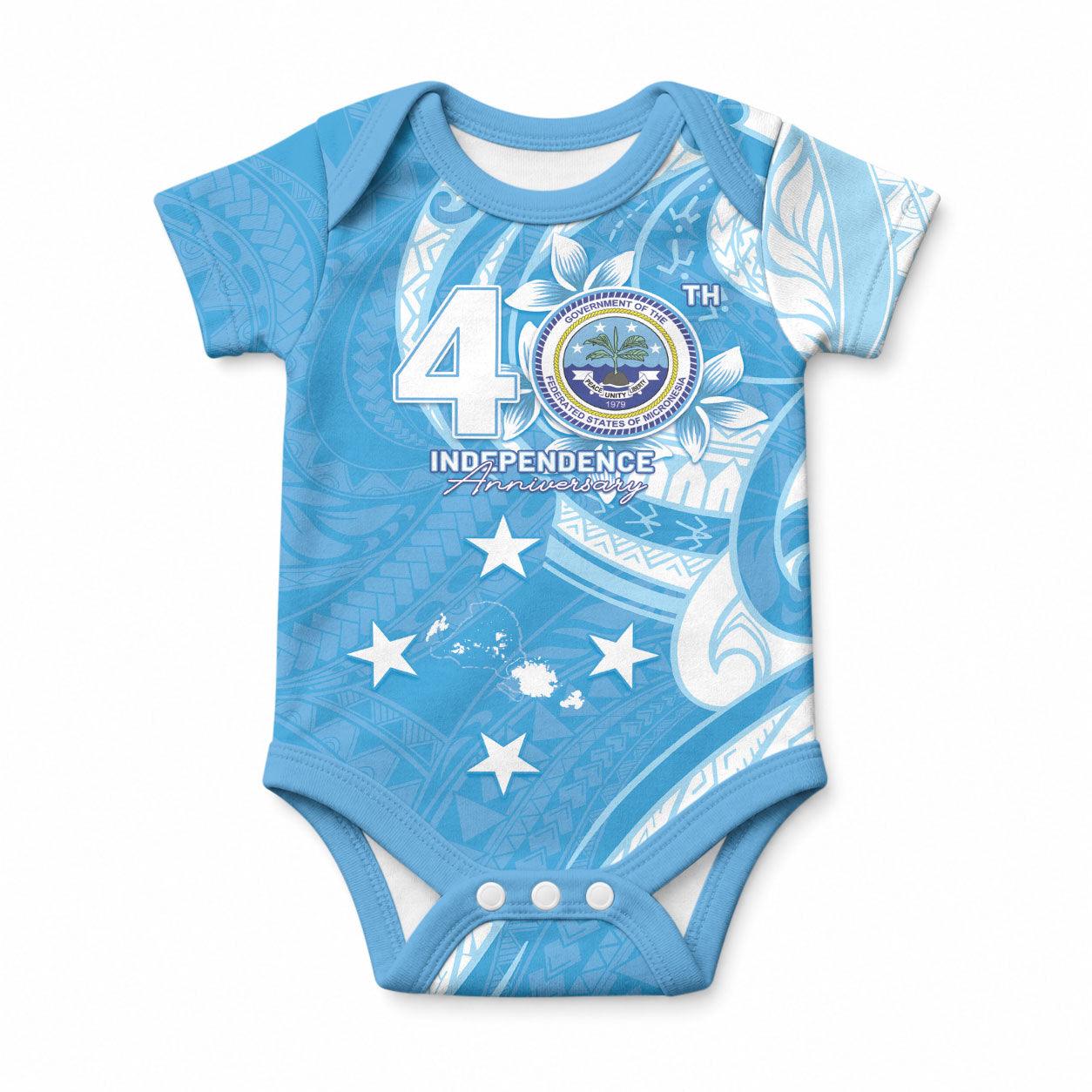 FSM Micronesia Baby Onesie 40th Independence Anniversary LT05 Blue - Polynesian Pride