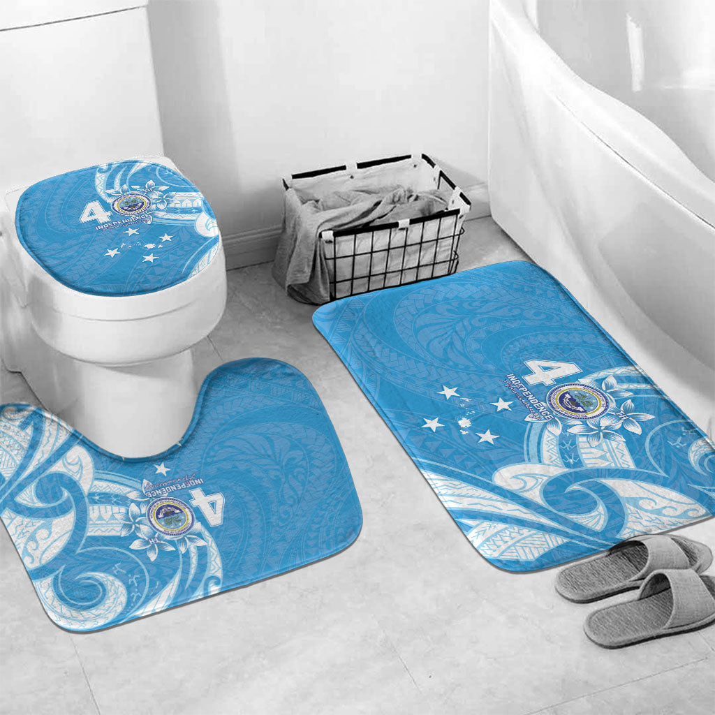FSM Micronesia Bathroom Set 40th Independence Anniversary LT05 Mat Set Only (3 pcs) One Size Blue - Polynesian Pride