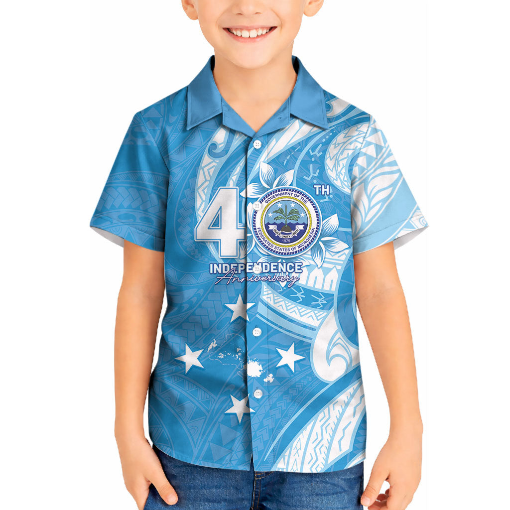 FSM Micronesia Kid Hawaiian Shirt 40th Independence Anniversary LT05 Kid Blue - Polynesian Pride