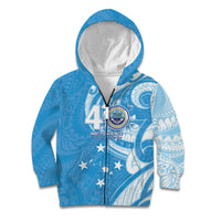 FSM Micronesia Kid Hoodie 40th Independence Anniversary LT05 Zip Hoodie Blue - Polynesian Pride