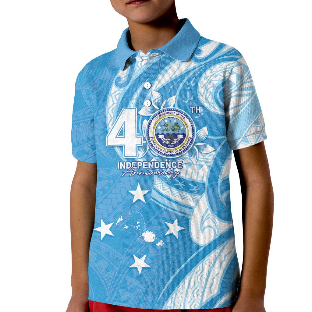 FSM Micronesia Kid Polo Shirt 40th Independence Anniversary LT05 Kid Blue - Polynesian Pride