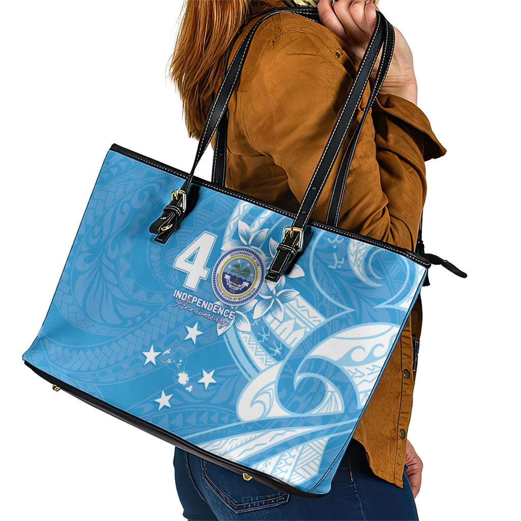 FSM Micronesia Leather Tote Bag 40th Independence Anniversary LT05 - Polynesian Pride