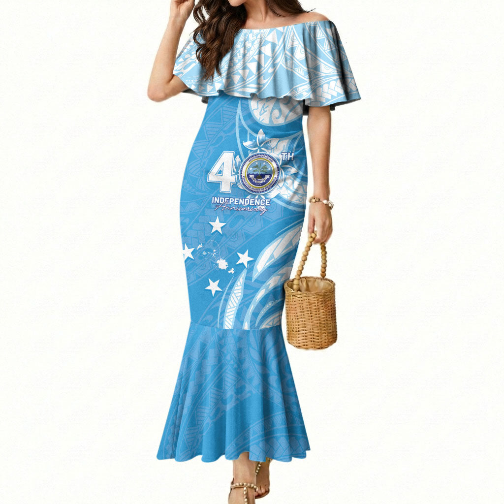 FSM Micronesia Mermaid Dress 40th Independence Anniversary LT05 Women Blue - Polynesian Pride