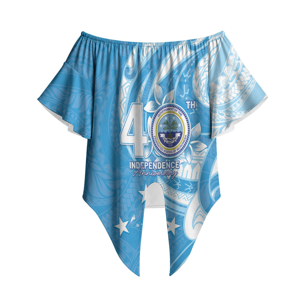 FSM Micronesia Off Shoulder Wrap Waist Top 40th Independence Anniversary LT05 - Polynesian Pride