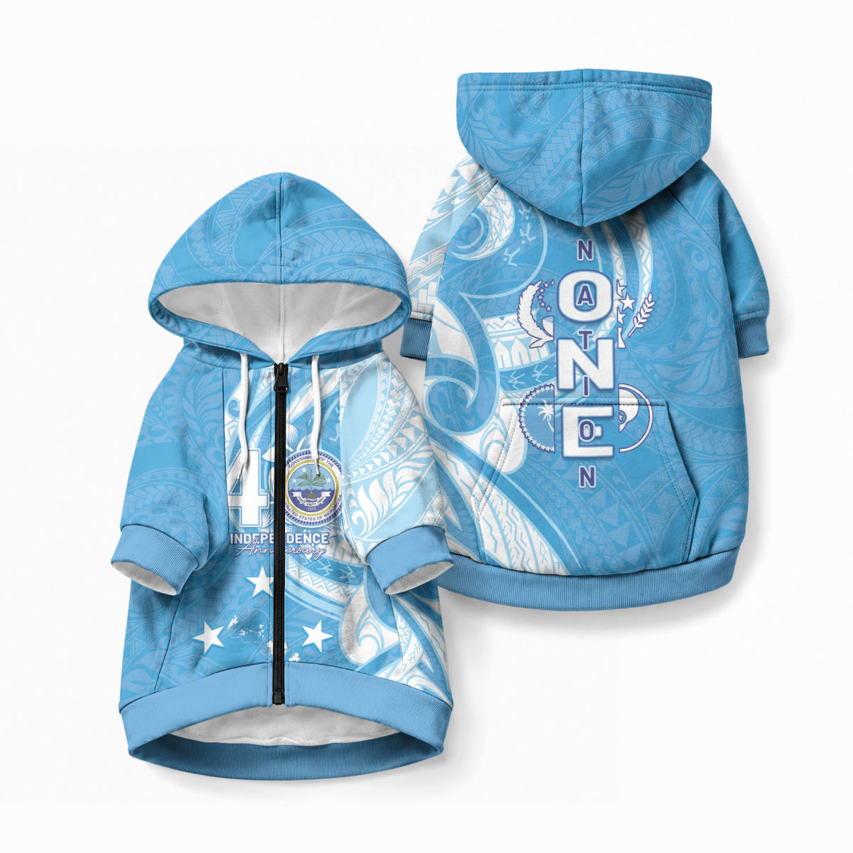 FSM Micronesia Pet Hoodie 40th Independence Anniversary LT05 Zip-up Blue - Polynesian Pride