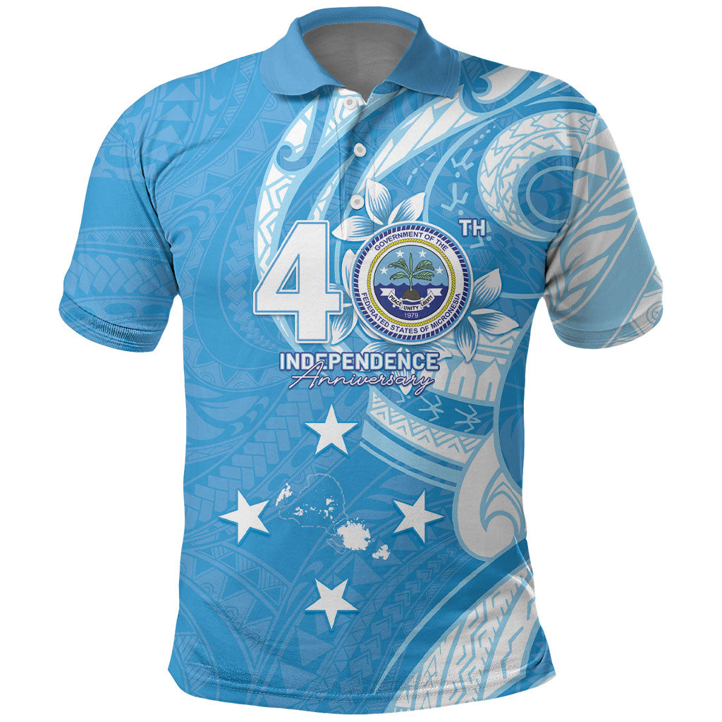 FSM Micronesia Polo Shirt 40th Independence Anniversary LT05 Blue - Polynesian Pride