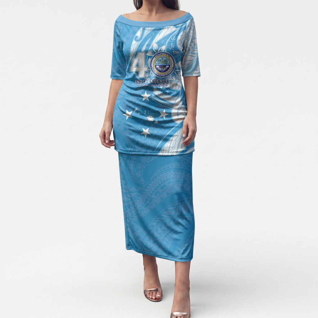 FSM Micronesia Puletasi 40th Independence Anniversary LT05 Long Dress Blue - Polynesian Pride