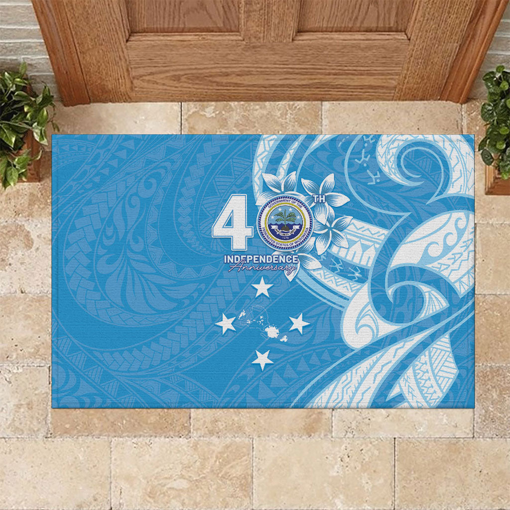 FSM Micronesia Rubber Doormat 40th Independence Anniversary LT05 Blue - Polynesian Pride