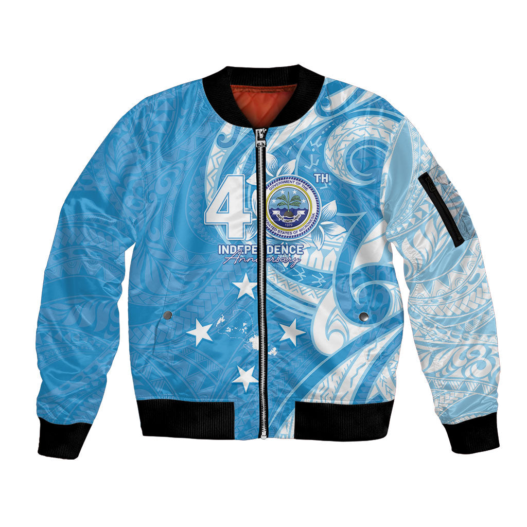 FSM Micronesia Sleeve Zip Bomber Jacket 40th Independence Anniversary LT05 Unisex Blue - Polynesian Pride