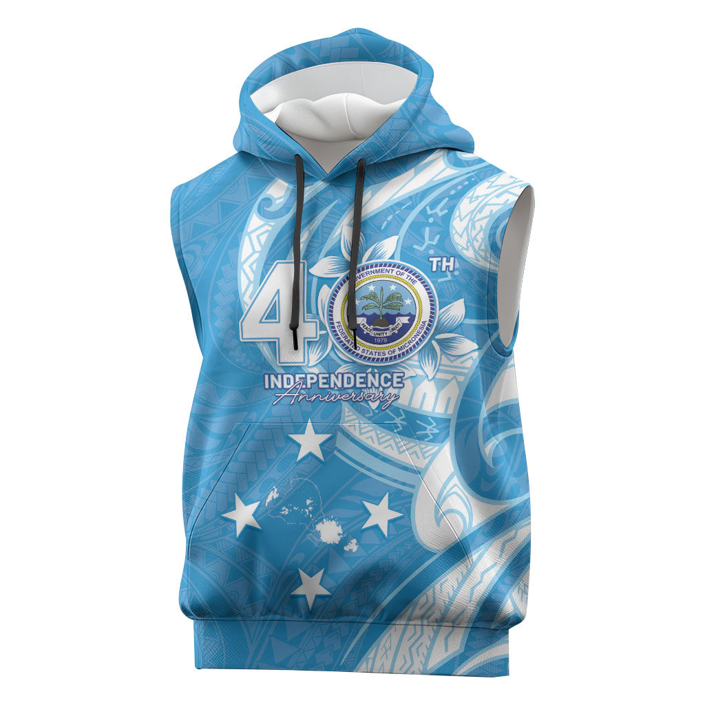 FSM Micronesia Sleeveless Hoodie 40th Independence Anniversary LT05 Blue - Polynesian Pride