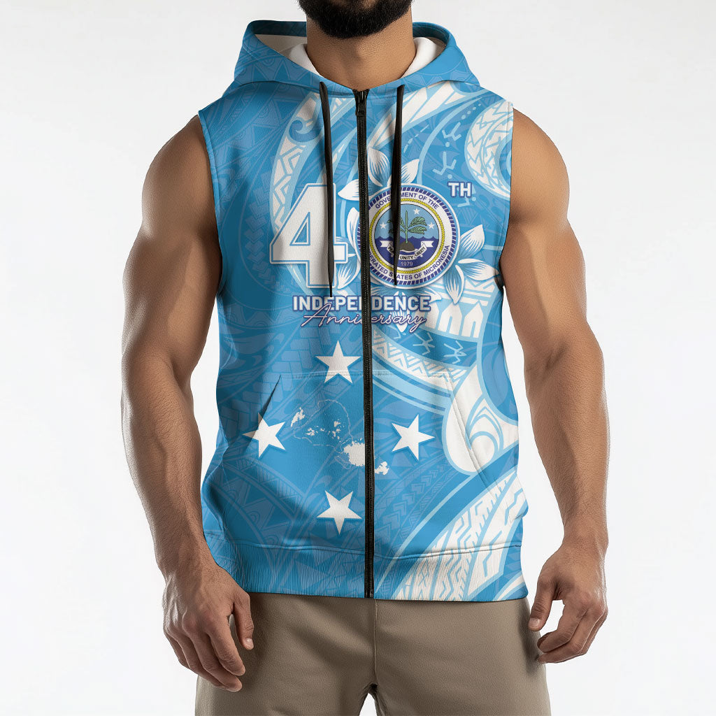 FSM Micronesia Sleeveless Zip Hoodie 40th Independence Anniversary LT05 - Polynesian Pride