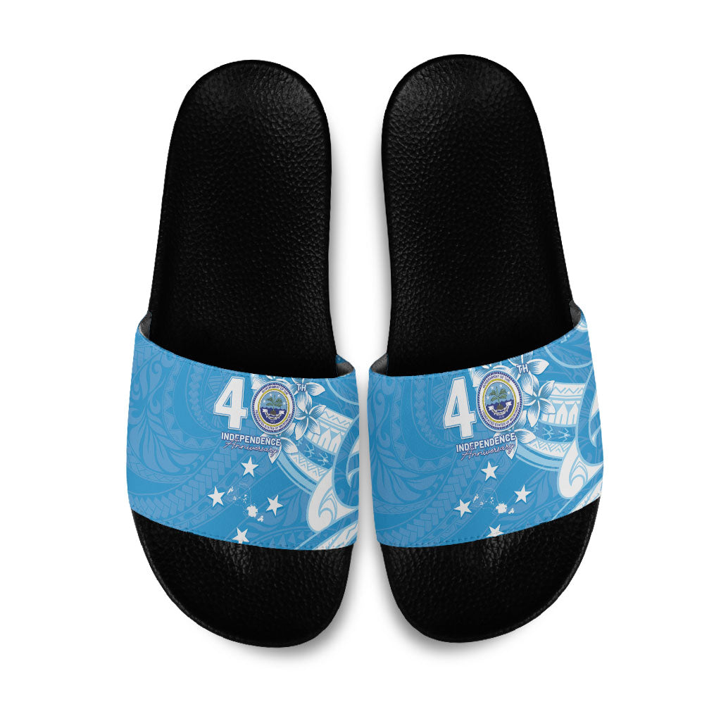 FSM Micronesia Slide Sandals 40th Independence Anniversary LT05 Blue - Polynesian Pride